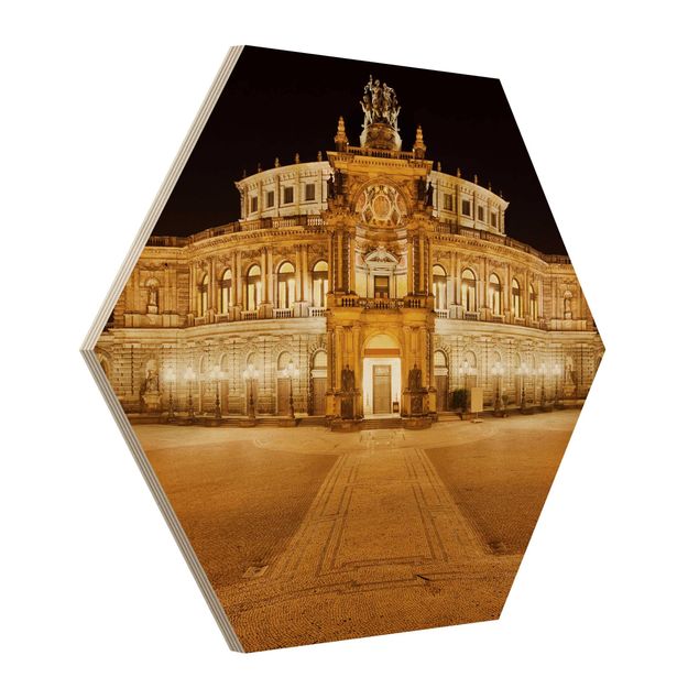 Obraz heksagonalny z drewna - Opera w Dreźnie