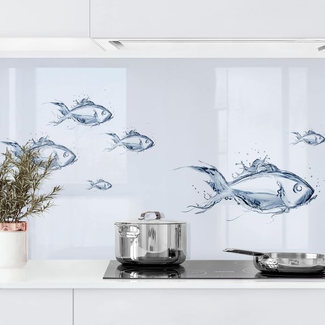 Panel ścienny do kuchni - Płynna srebrna ryba