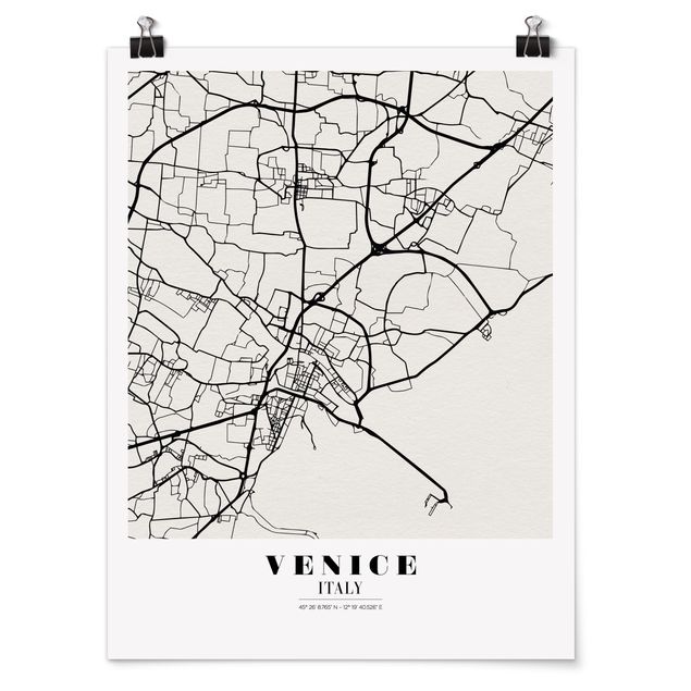 Obrazy z napisami Mapa miasta Wenecja - Klasyczna