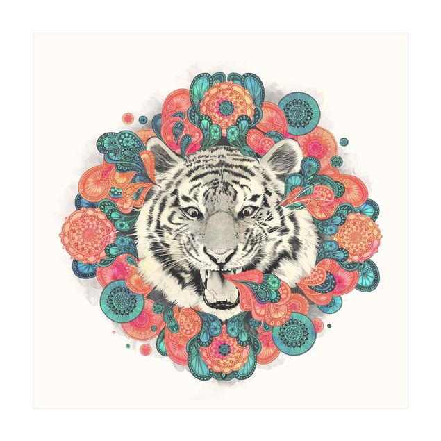 dywan w kwiaty Ilustracja tygrysa Rysunek mandala paisley