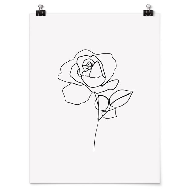 Obrazki czarno białe Line Art Róża czarno-biały