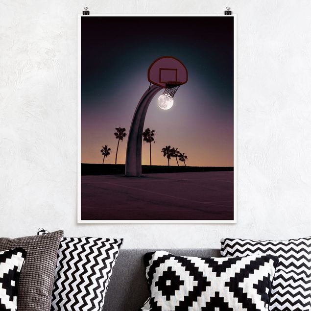 Plakat - Basketball z księżycem