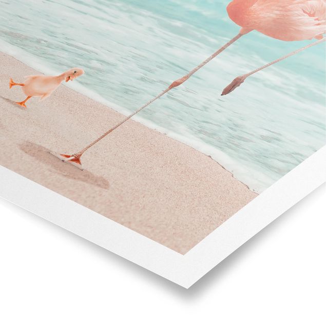 Obrazy na ścianę krajobrazy Plaża z flamingiem