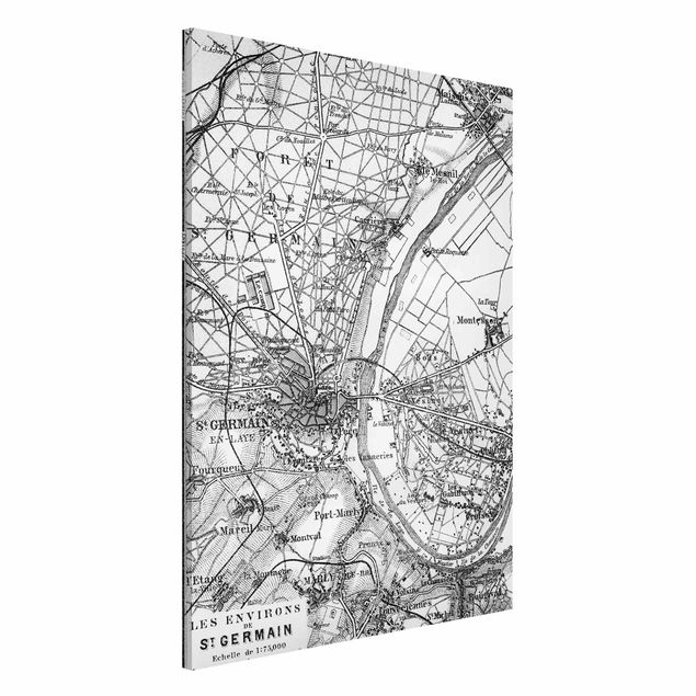 Dekoracja do kuchni zabytkowa mapa St Germain Paryż