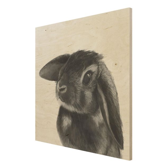 Laura Graves Art obrazy Ilustracja królik czarno-biały rysunek
