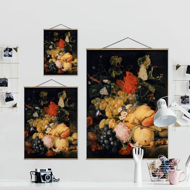 Obrazy na ścianę Jan van Huysum - Owoce Kwiaty i owady