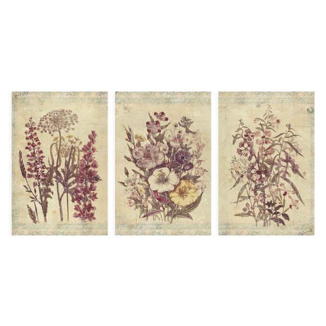 Obrazy retro Trio z kwiatów w stylu vintage