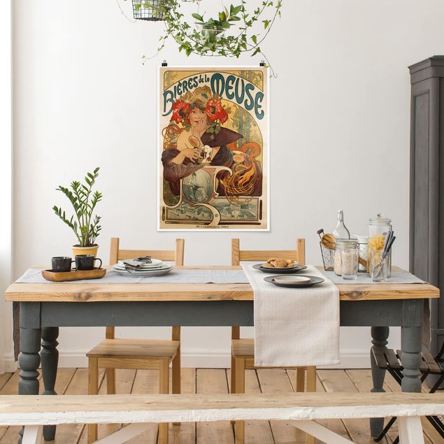 Nowoczesne obrazy do salonu Alfons Mucha - Plakat do piwa La Meuse