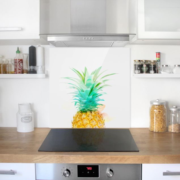 Panel szklany do kuchni Akwarela ananasowa