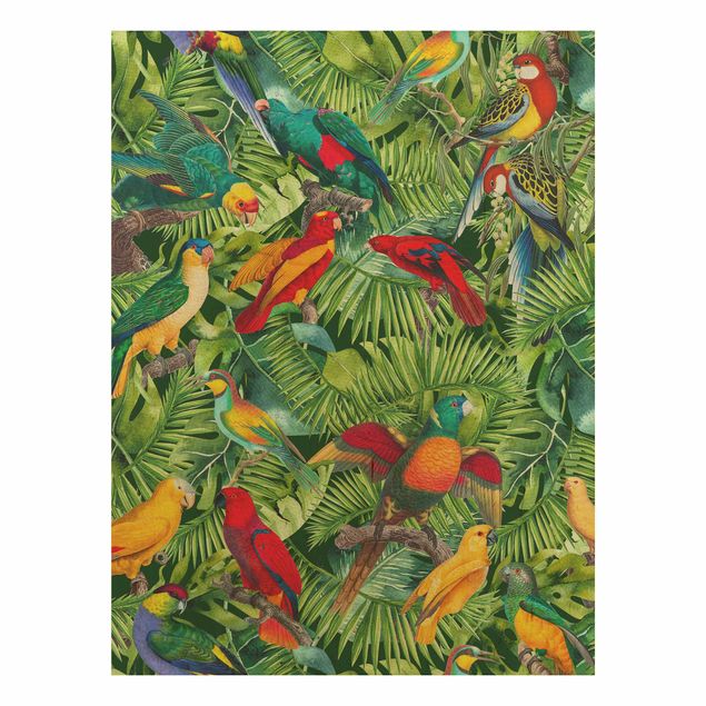 Andrea Haase obrazy  Kolorowy kolaż - Papugi w dżungli