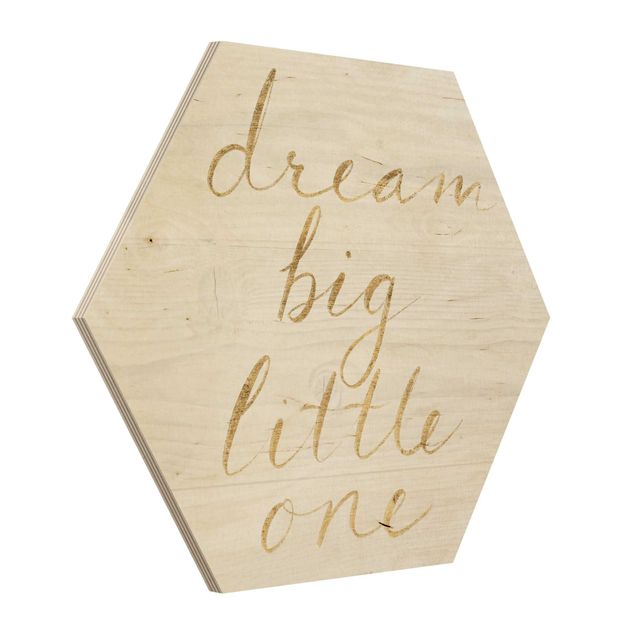 Obraz heksagonalny z drewna - Ściana drewniana biała - Dream big