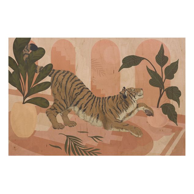 Obrazy Ilustracja tygrysa w pastelowym różowym malarstwie