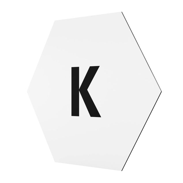 Obraz heksagonalny z Alu-Dibond - Biała litera K