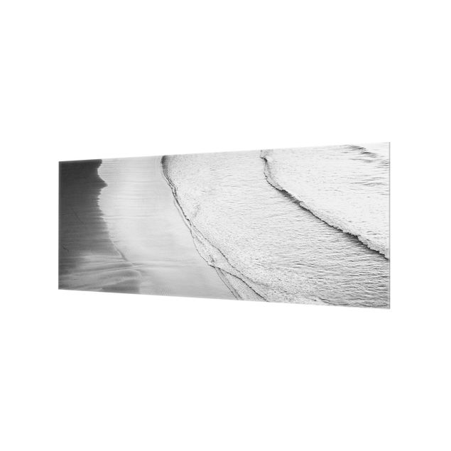 Panel szklany do kuchni - Lekki wiatr na plaży czarno-biały