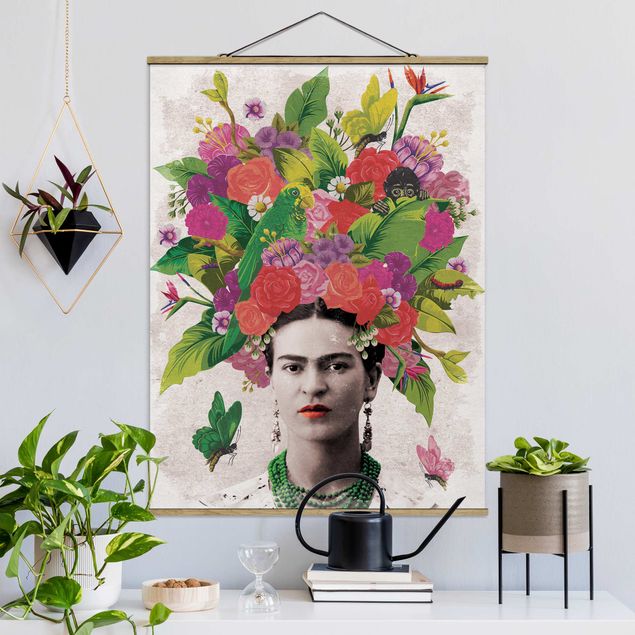 Dekoracja do kuchni Frida Kahlo - Portret z kwiatami