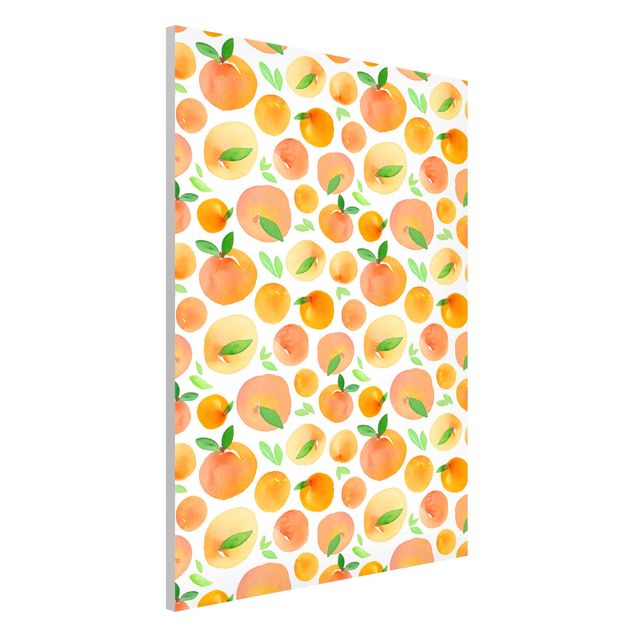 Obrazy owoc Akwarela Pomarańcze z liśćmi w białej ramce
