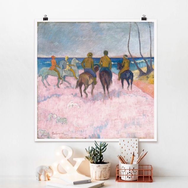 Obrazy do salonu nowoczesne Paul Gauguin - Jeździec na plaży