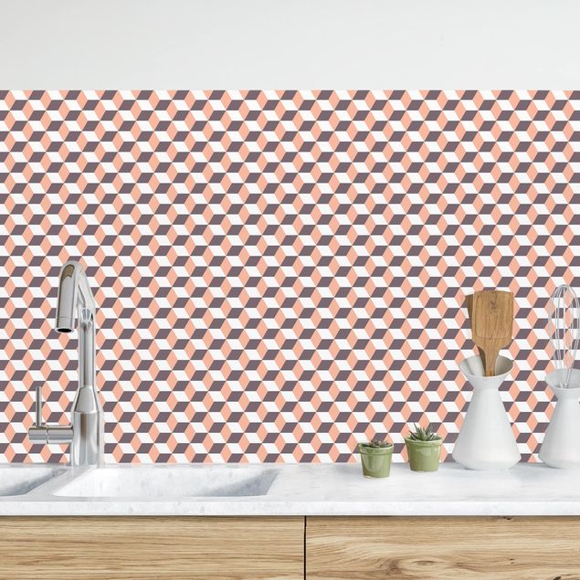 Dekoracja do kuchni Płytka geometryczna Mix Cube Pomarańczowa