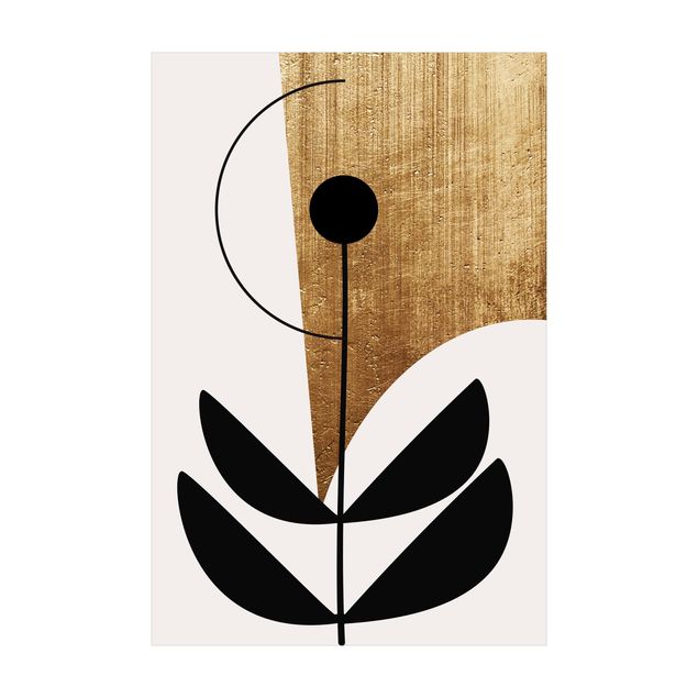 nowoczesny dywan abstrakcyjny Kształty abstrakcyjne - Kwiat złoty