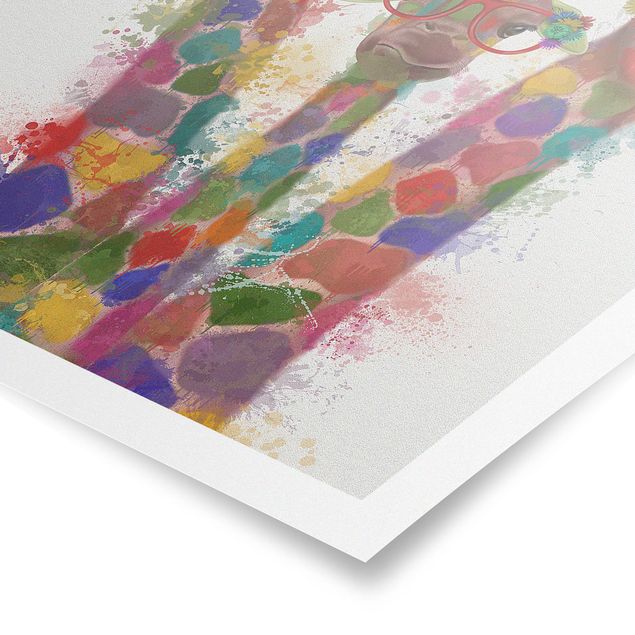 Obraz kolorowy Rainbow Splash Żyrafa Trio