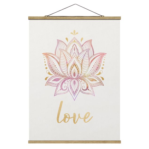 Obrazy nowoczesny Lotus Ilustracja Miłość złoty różowy