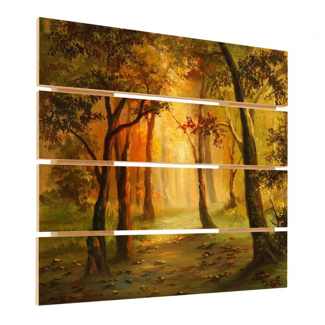 Obraz z drewna - Malowanie leśnej polany