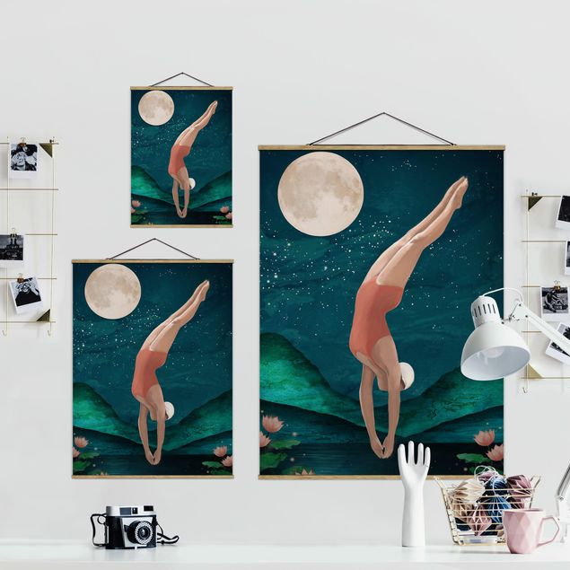 Obrazy artystów Ilustracja kąpiącej się kobiety Księżyc malarstwo