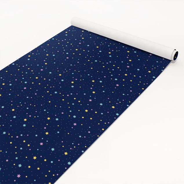 Okleina na blat stołu Dziecięcy wzór w nocne niebo z kolorowymi gwiazdami