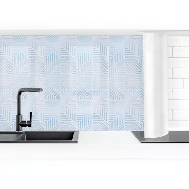 Panel ścienny do kuchni - Gradient wzoru linii w kolorze niebieskim II