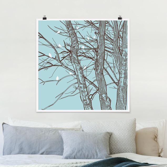 Obrazy do salonu Drzewa zimowe