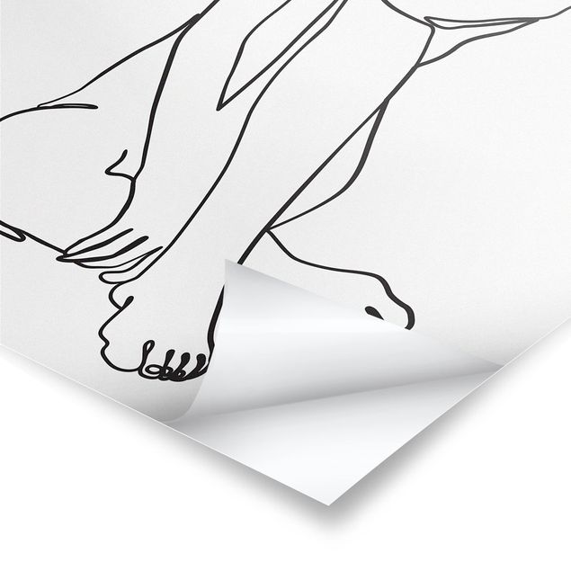 Obrazy line art Linia Art Kobieta naga czarno-biały