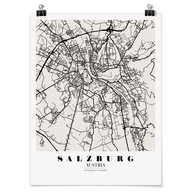 Obrazy z napisami City Map Salzburg - Klasyczna