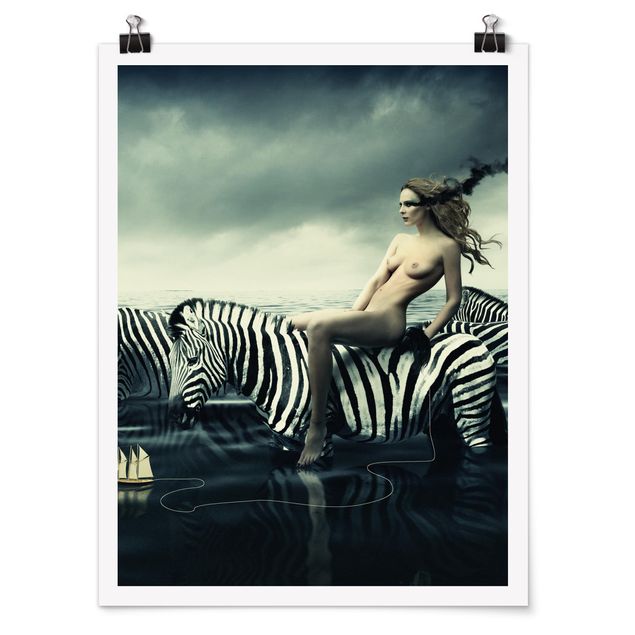 Zwierzęta obrazy Kobieta naga z zebrami