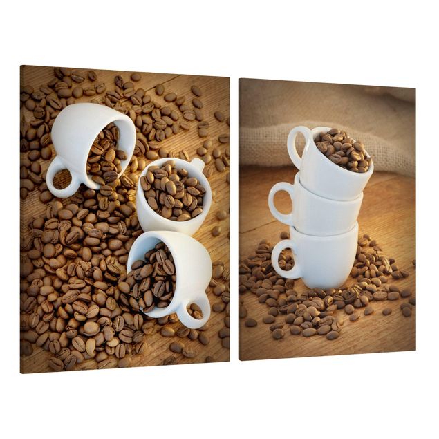 Obrazy 3 Filiżanki do espresso z ziarnami kawy