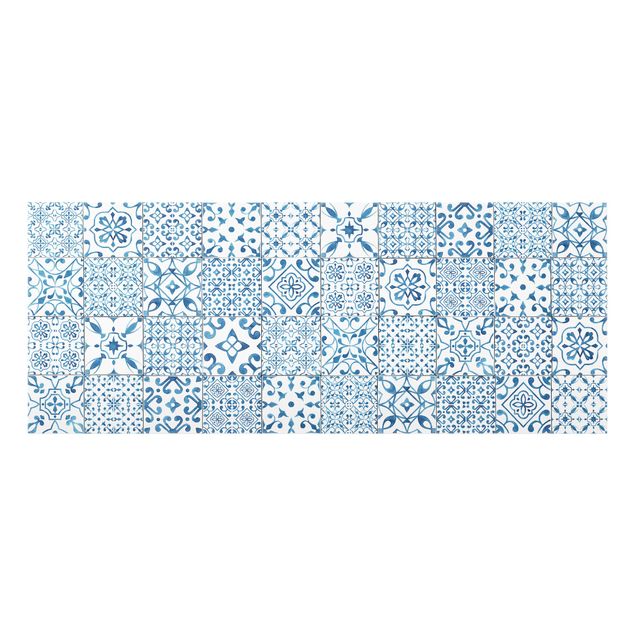 Panel szklany do kuchni - Przykładowe płytki niebiesko-biały