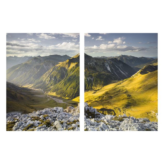 Obrazy góry Góry i dolina w Alpach Lechtalskich w Tyrolu