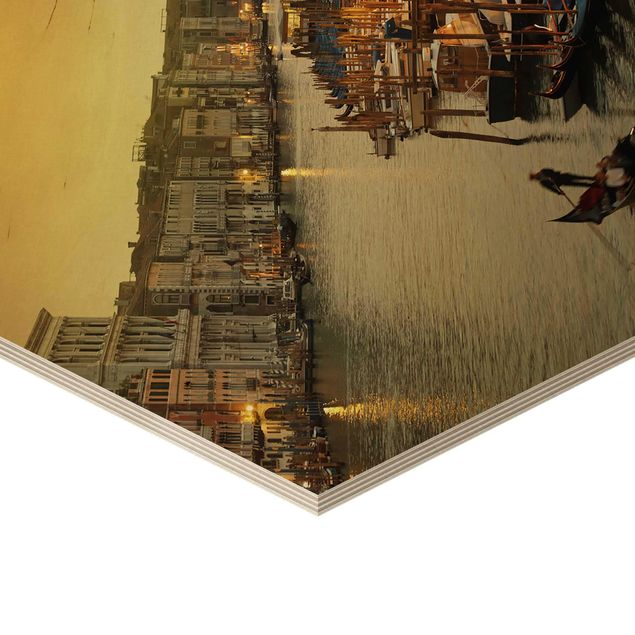Obraz heksagonalny z drewna - Wielki Kanał Wenecki