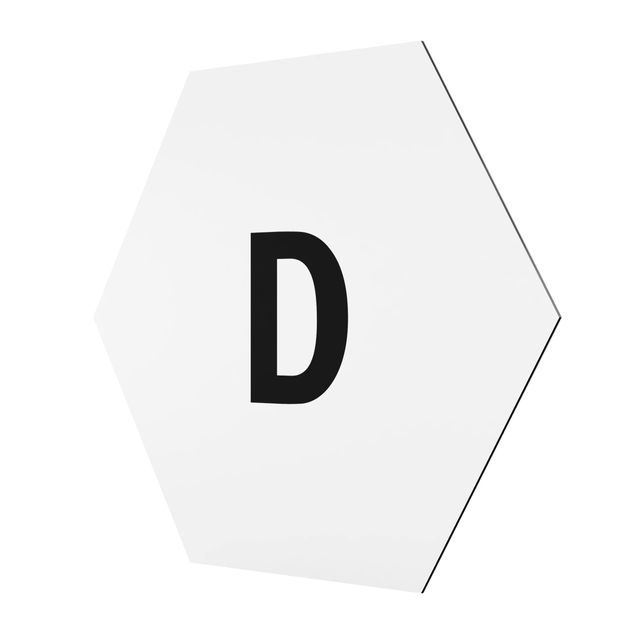 Obraz heksagonalny z Alu-Dibond - Biała litera D