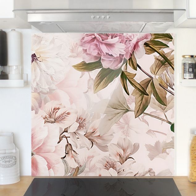 Dekoracja do kuchni Illustrated Peonies In Light Pink