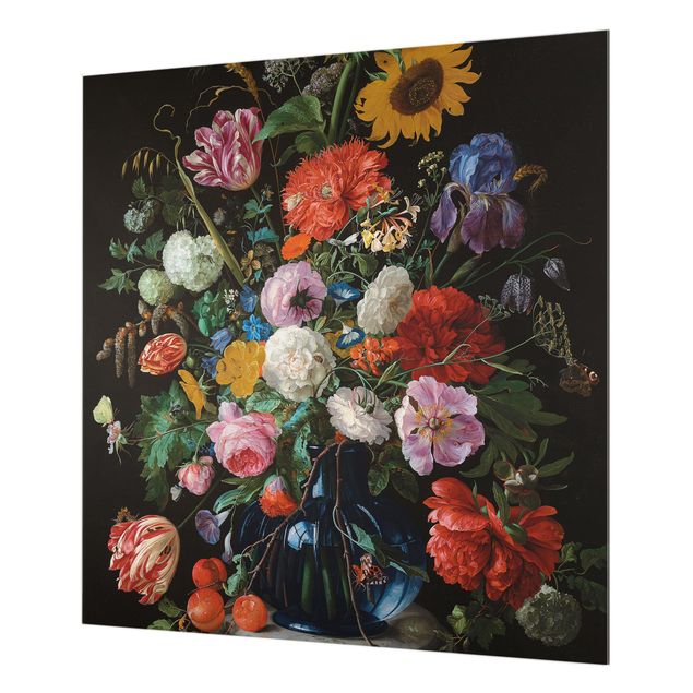 Panel szklany do kuchni - Jan Davidsz de Heem - Szklany wazon z kwiatami