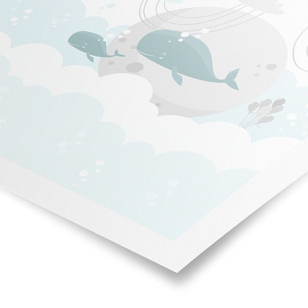 Obrazy ryby Chmury z wielorybem i zamkiem
