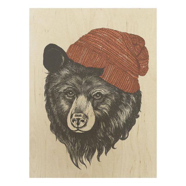 Obrazy Ilustracja Niedźwiedź z czerwoną czapką Rysunek