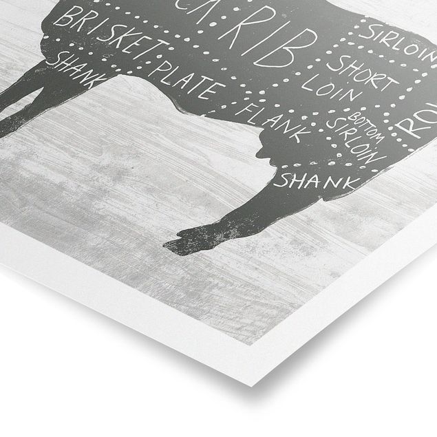 Obrazki czarno białe Płyta ekspozycyjna rzeźnika - wołowina