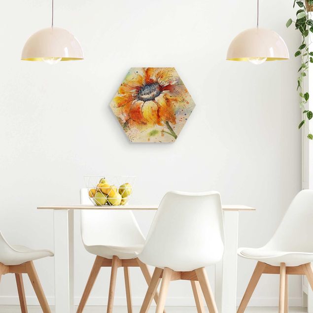 Obrazy drewniane Malowany słonecznik