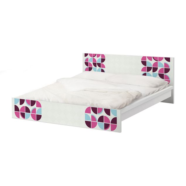 Okleina meblowa IKEA - Malm łóżko 160x200cm - Wzór wzoru w retro koła