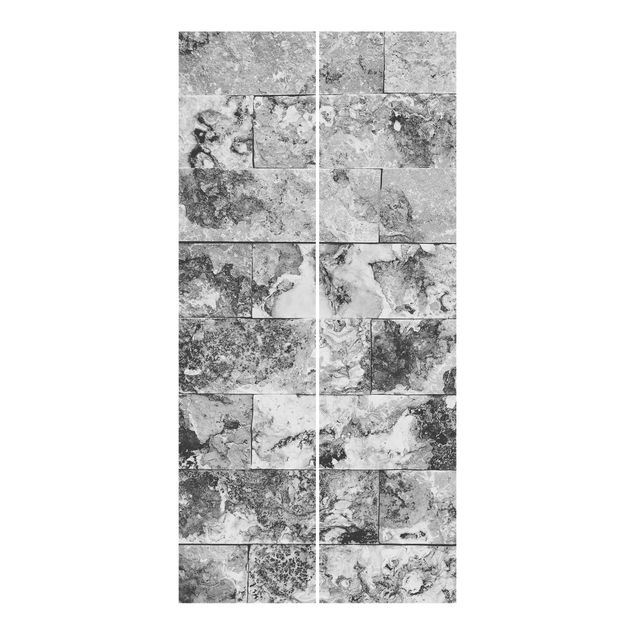 Zasłony panelowe wzory Ściana kamienna naturalny marmur szary