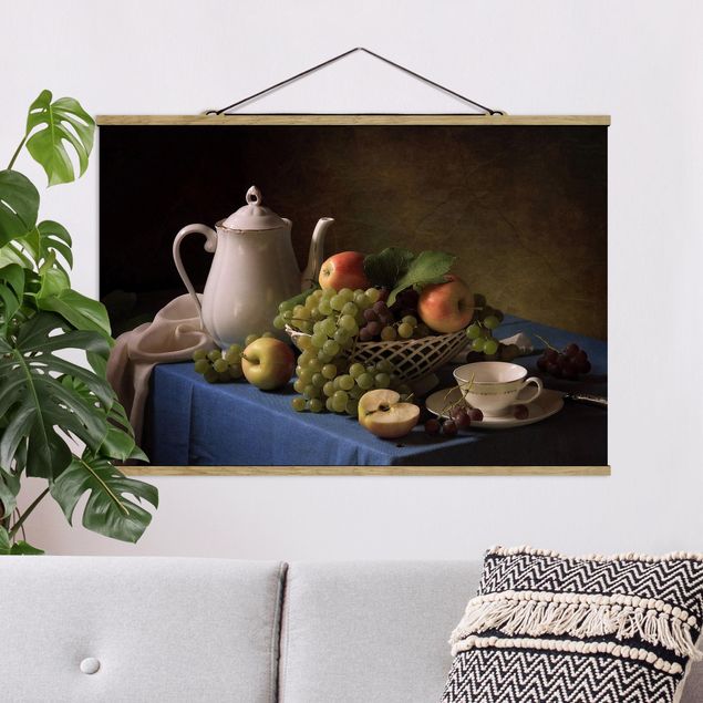 Obrazy z owocami Nieruchome życie z dzbankiem do kawy