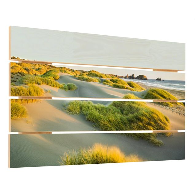 Obraz z drewna - Wydmy i trawy nad morzem