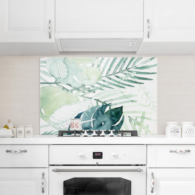 Panel szklany do kuchni Akwarelowy liść palmy I