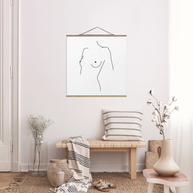 Obrazy abstrakcja Line Art Nagi biust kobiety czarno-biały